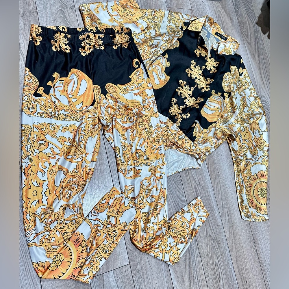 Baroque Print Shirt and Pants Set